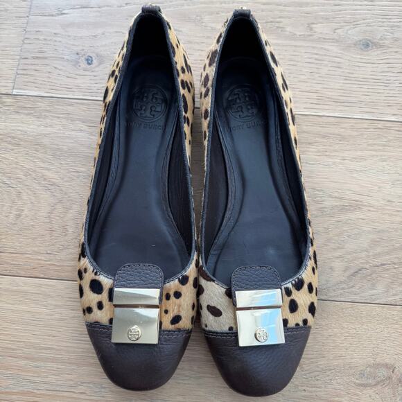 Tory Burch Cheetah Print Priscilla Cap Toe Calf Hair Ballet Flats Size 8 - Picture 1 of 15
